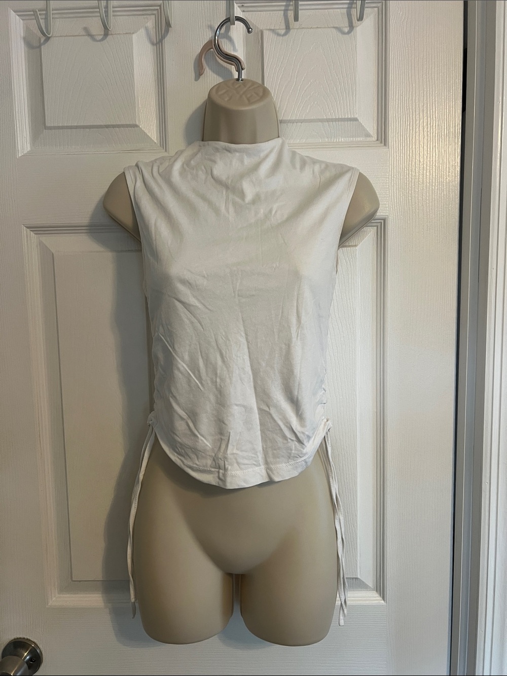 AllSaints White beta Sleeveless Side-Drawstring Tank size 0